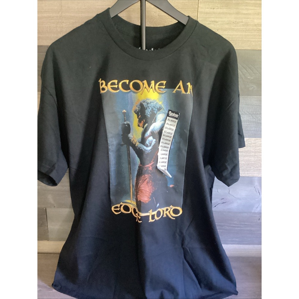 Spencer's Black Graphic T- Shirt With Warrior BECOME AN EDGE LORD XL
